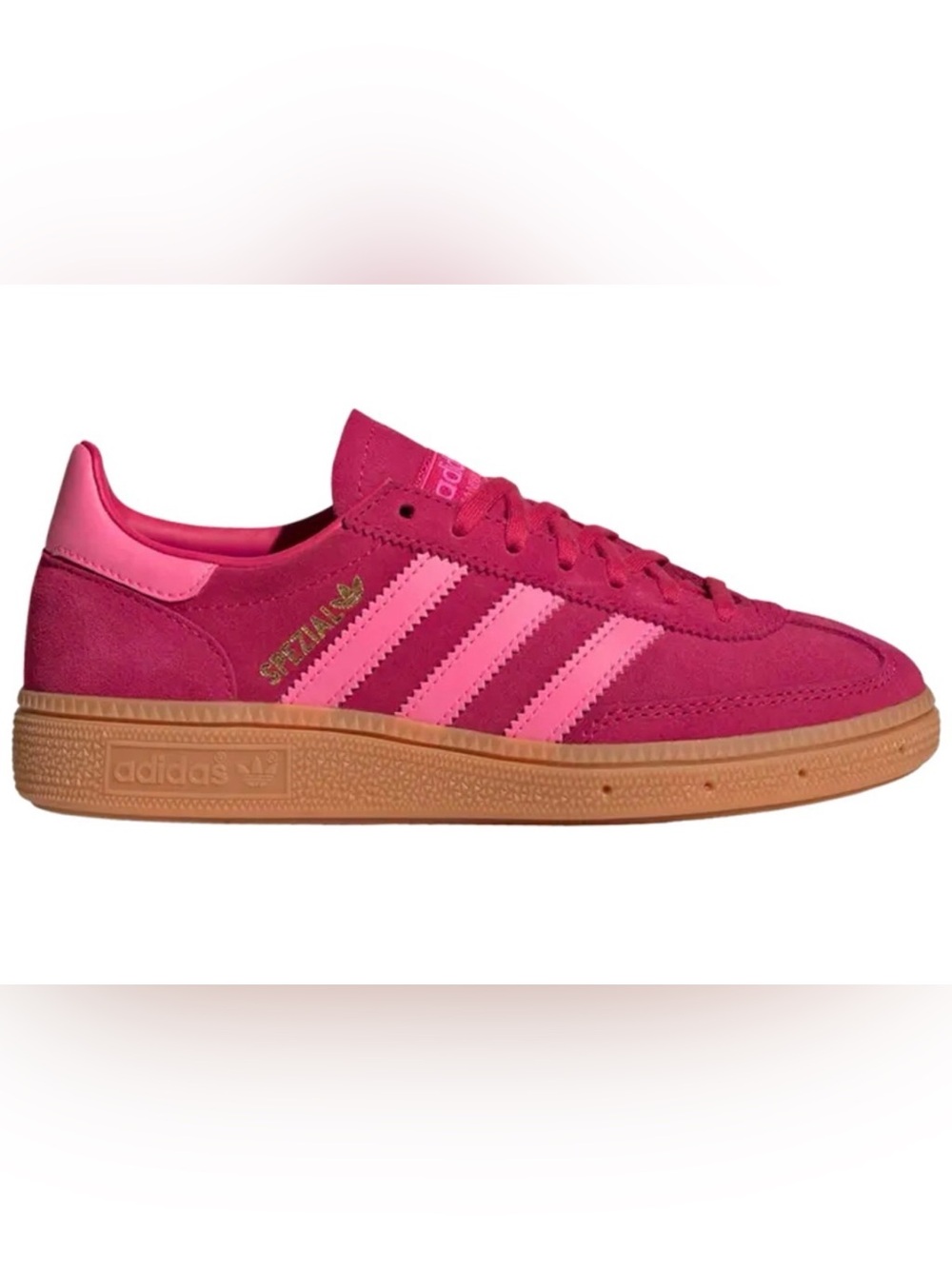 adidas Kids Pink Magenta Suede Sneakers with Gum Sole